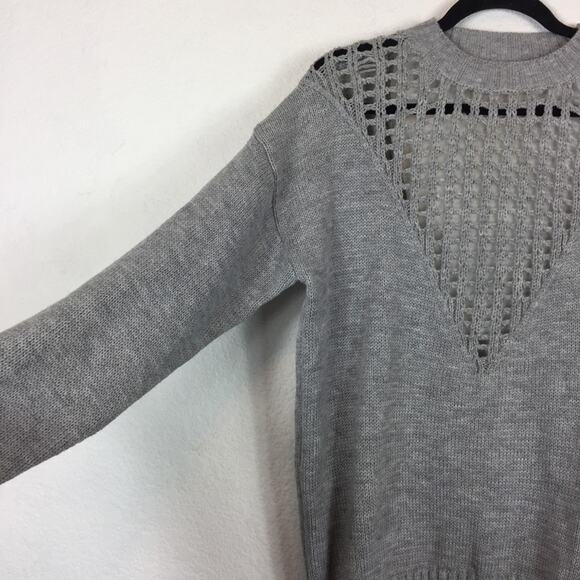 NWT Mika & Gala LF Grey Knit Lightweight Sweater XS Cut Out Deep V Open Back - Picture 7 of 10